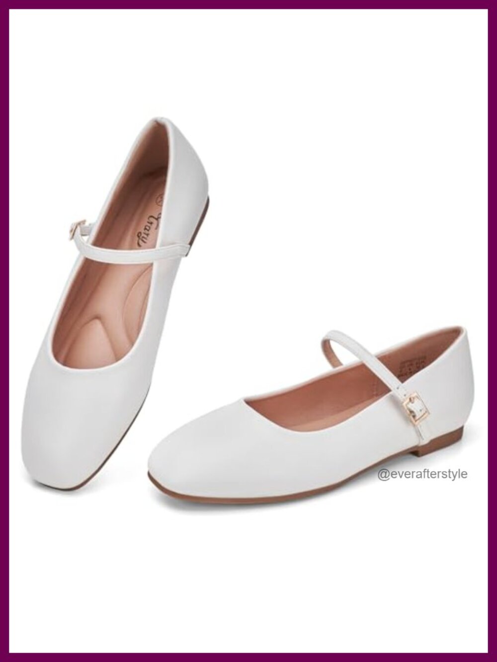 Mary Jane Flats Square Toe Adjustable Buckle Strap Slip On Comfort Work Office